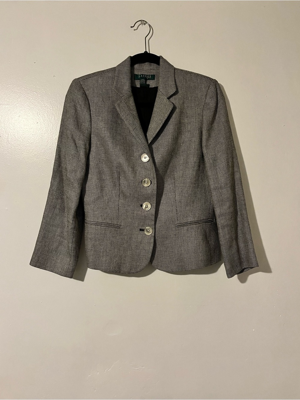 Ralph Lauren Gray LINEN Blazer with Notch Lapel